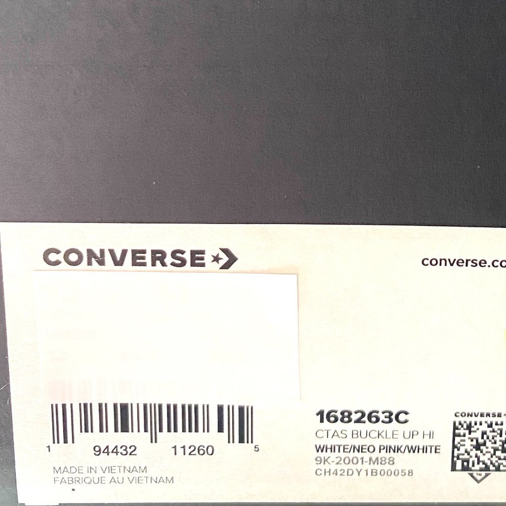 Converse Mens Size 168263C CTAS Buckle Up High Top White Neo Pink Canvas Sneaker - Picture 13 of 13
